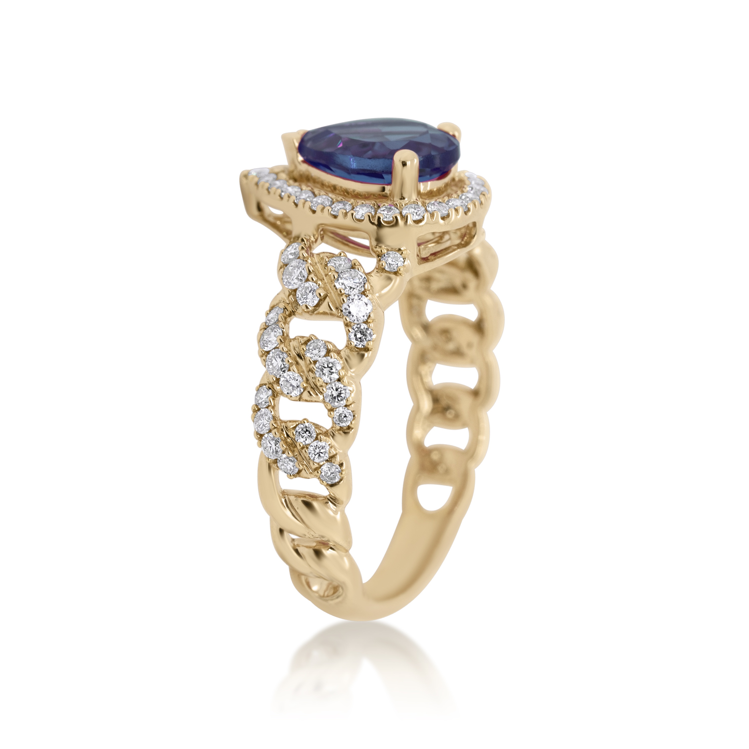 Diamond Ring 0.55 ct. 14K Yellow Gold Blue